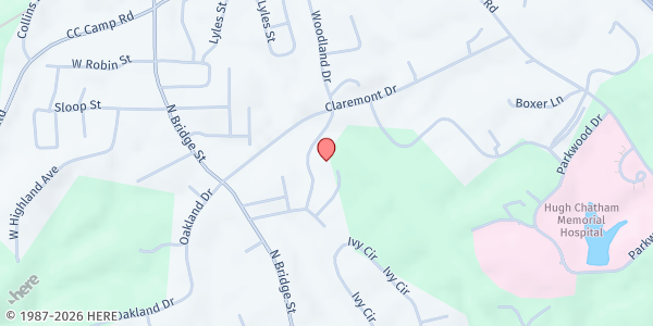 Map showing ECHO Ministry at 130 Hill Street, Elkin, NC