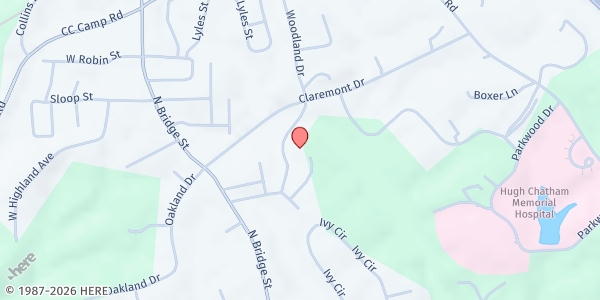 Map showing ECHO Ministry-The Ark Homeless at 130 Hill Street, Elkin, NC