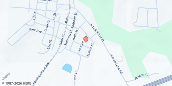 Map showing Church of God of Prophecy /Ellerbe at 122 Jackson St., Ellerbe, NC