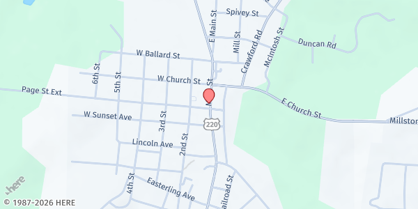 Map showing Foundation Of Jesus Christ Outreach Center at 4409 Main St., Ellerbe, NC