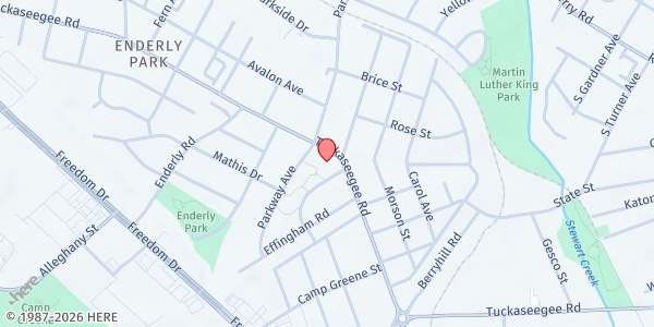 Map showing Bette Rae Thomas Recreation Center at 2921 Tuckaseegee Road, Enderly Park, NC