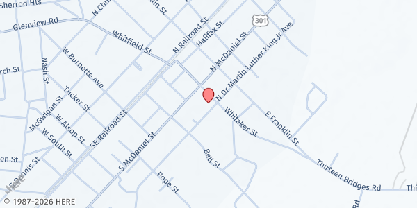 Map showing Mt. Carmel COG at 212 Whitaker St., Enfield, NC