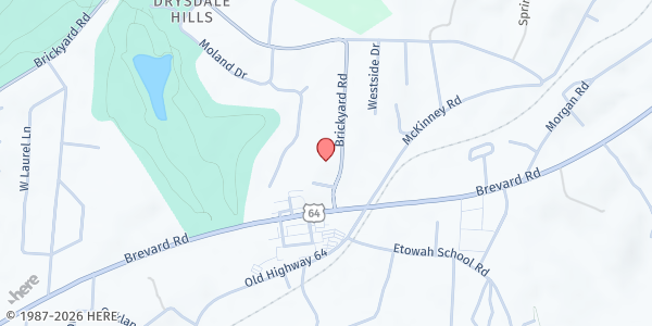 Map showing Fishes & Loaves Food Pantry - Etowah UMC at 110 Brickyard Road, Etowah, NC