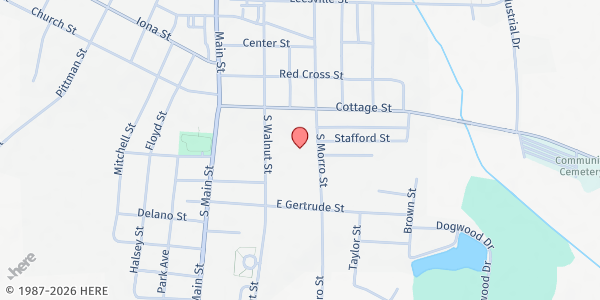 Map showing Cedar Grove Baptist Church at 410 Morro Street, Fairmont, NC