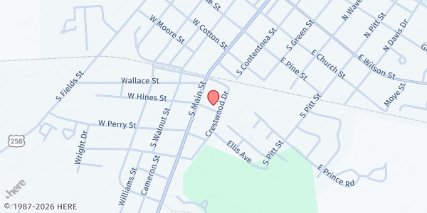 Map showing Believe In Jesus Ministry, Inc at 4310 E. Hines St., Farmville, NC