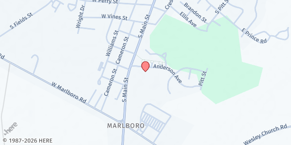 Map showing New Mt. Moriah United Holy Church at 4329 Anderson Ave., Farmville, NC