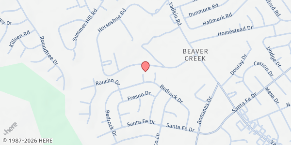 Map showing 2 Fish & 5 Loaves Food Outreach at 908 Mescal Crt., Fayetteville, NC