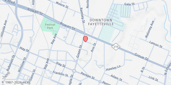 Map showing ASPIRE, Cumberland CAP at 316 Green St., Fayetteville, NC