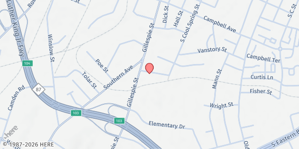 Map showing Camerson Temple Bible COG at 112 Sam Cameron Ave., Fayetteville, NC