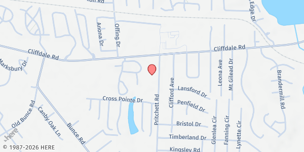 Map showing Cliffdale Food Pantry at 516 Pritchett Rd, Fayetteville, NC