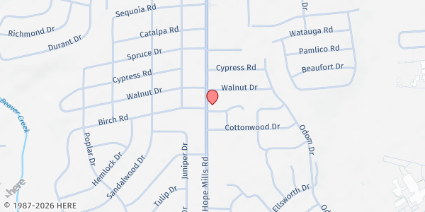 Map showing DESTINY WORSHIP CENTER 240 at 713 HOPE MILLS ROAD, Fayetteville, NC