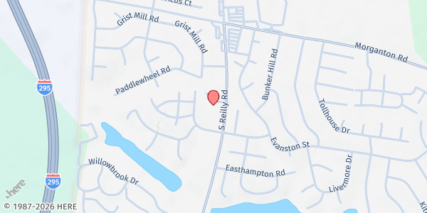 Map showing His Bread of Life at 204 S. Reilly Rd., Fayetteville, NC