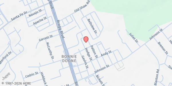 Map showing House of Prayer Christian Church at 5204 Hodge St., Fayetteville, NC