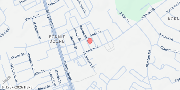 Map showing Mt. Olive Missionary Baptist at 5006 Patton St., Fayetteville, NC