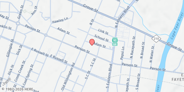 Map showing Praise Fellowship COG at 514 Adams St., Fayetteville, NC