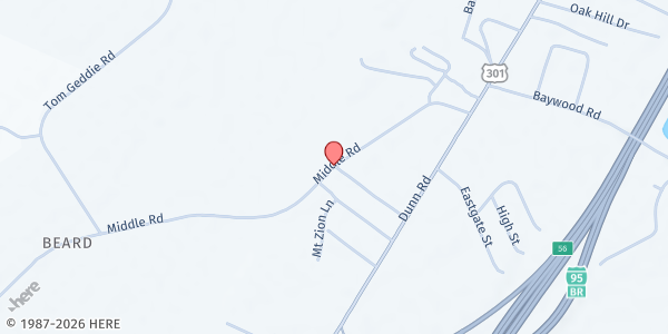 Map showing Salem UMC at 2165 Middle Rd., Fayetteville, NC