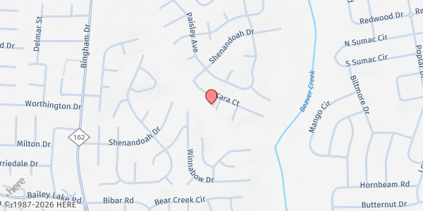 Map showing Seth's Wish Food Pantry at 204 S. Reilly Rd., Fayetteville, NC