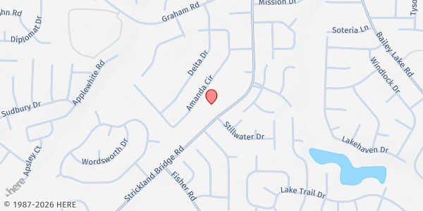 Map showing Strickland Bridge Church of God at 1850 Strickland Bridge Rd., Fayetteville, NC