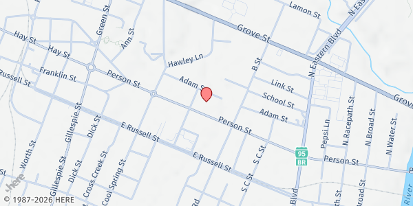 Map showing The Deliverance COJC Apostolic Food Pantry at 415 Person St., Fayetteville, NC
