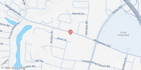 Map showing True Vine Ministries at 5315 Morganton Rd., Fayetteville, NC