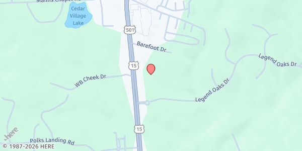 Map showing Evergreen UMC at 11098 US 15 501 N., Fearrington, NC