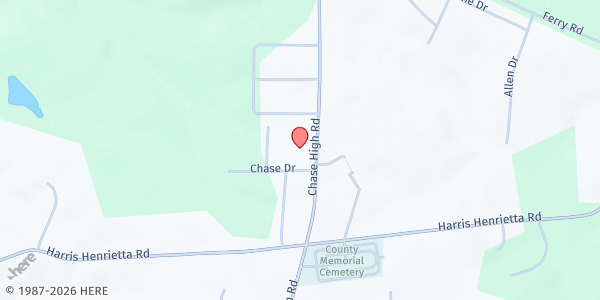 Map showing Chase Corner UMC Ministries at 1604 Chase High Rd., Forest City, NC