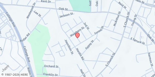 Map showing Grahamtown Team Food Pantry at 139 1st, Forest City, NC