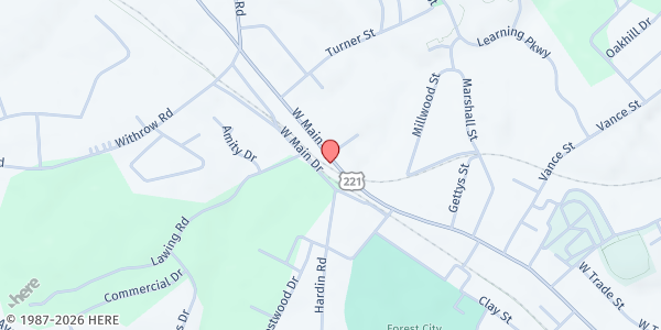Map showing The Soure Ministries/Loving Arms - Forest City at 661 W Main St, Forest City, NC