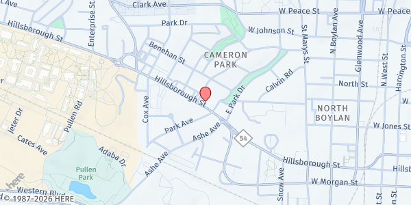 Map showing N.C.A. Philip Randolph Inst. at 1408 Hillsborough Street, Forest Park, NC