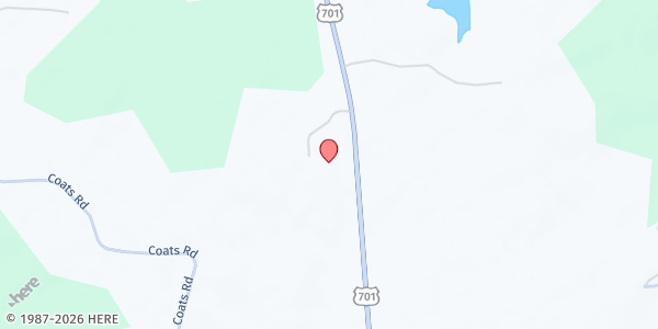 Map showing Heavens Gate Ministry at 5058 U.S. 701 Highway, Four Oaks, NC