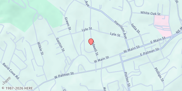 Map showing Macon County Care Network at 130 Bidwell St., Franklin, NC