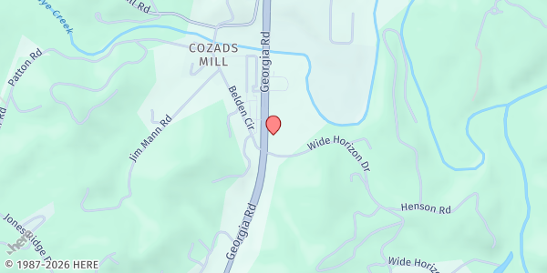 Map showing Macon County Program for Progress - Mobile Distribution at 1436 Georgia Road, Franklin, NC