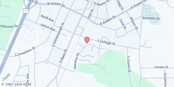 Map showing New Life Outreach Ministry - Franklinton at 20 Savage St., Franklinton, NC