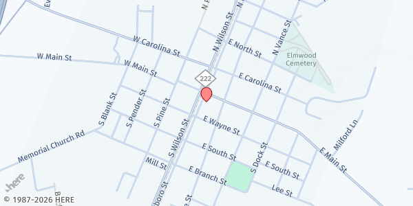 Map showing North Carolina Poverty - Fremont at 106 South Goldsboro Street, Fremont, NC