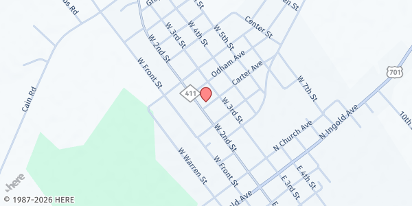 Map showing Rock Ministry Inc. at 350 W. 2nd St., Garland, NC