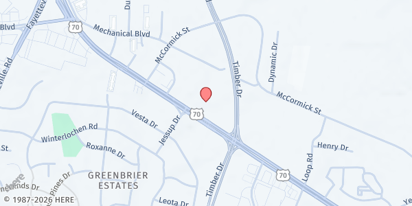 Map showing Capital Pentacostal Church at 1308 Hwy. 70, Garner, NC