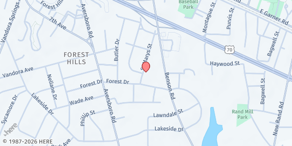 Map showing Child Evangelism Fellowship Food Pantry at 611 Saint Marys Street, Garner, NC