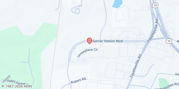 Map showing Iglesia Del Salvador La Luz del Evangelio at 1809 Garner Station Blvd., Garner, NC