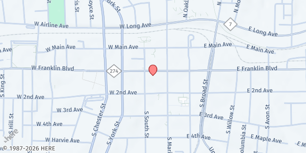 Map showing B.R.E.A.D. Food Pantry at 3803 Old York Rd., Gastonia, NC