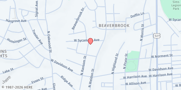 Map showing Christ Community Church (CSFP Provider) at 1128 N. Ransom St., Gastonia, NC
