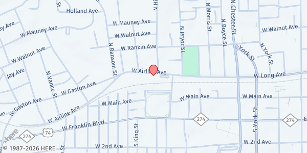 Map showing Crisis Assistance Ministry - Gastonia at 805 West Airline Avenue, Gastonia, NC