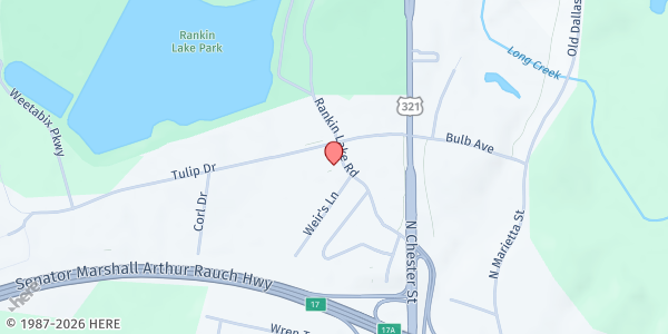 Map showing Gaston Baptist Social Ministries - Baptist Association at 1607 Rankin Lake Road, Gastonia, NC