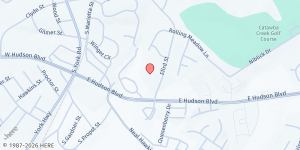 Map showing New Covenant Church at 631 Efird St, Gastonia, NC