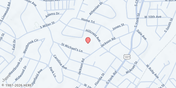 Map showing St. Michael's Catholic Church at 708 Saint Michaels Lane, Gastonia, NC