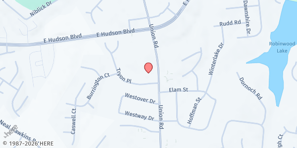 Map showing Union Road Church at 2315 Union Rd., Gastonia, NC