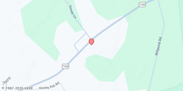 Map showing Gates County Community Center at 130 US Hwy 158 W, Gatesville, NC