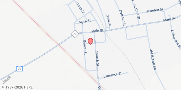 Map showing Gibson UMC St. Johns at 13241 Mclaurin St., Gibson, NC