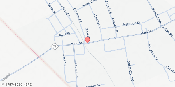 Map showing St. John's Emergency Food at 7700 Hwy. 79, Gibson, NC