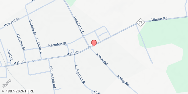 Map showing St. Johns United Methodist Church at 6040 Main St., Gibson, NC