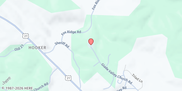 Map showing Glade Valley Presbyterian Church at Glade Valley, Glade Valley, NC